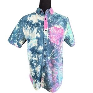 Empyre Tie Dye Button Down Short Sleeve Shirt, Size Small, Colorful, Casual